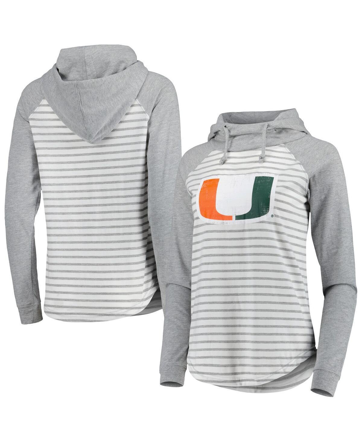 Womens Colosseum Heathered Gray Miami Hurricanes Gloria Raglan Long Sleeve Hoodie T-shirt - Heathered Gray Product Image