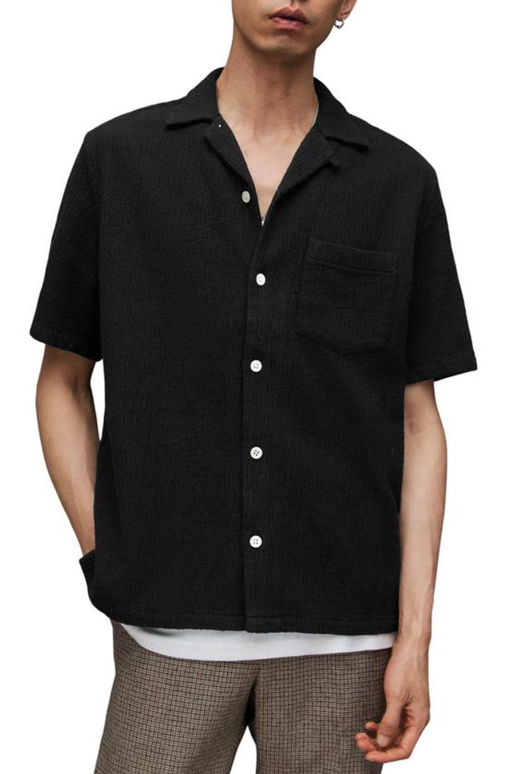 ALLSAINTS Eularia Short Sleeve Relaxed Fit Shirt In Jet Black Product Image