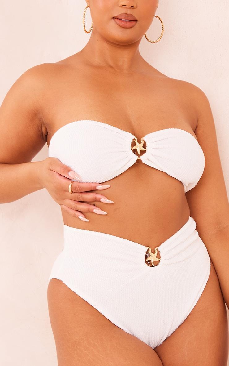 Plus Cream Starfish Trim Crinkle Bikini Top Product Image