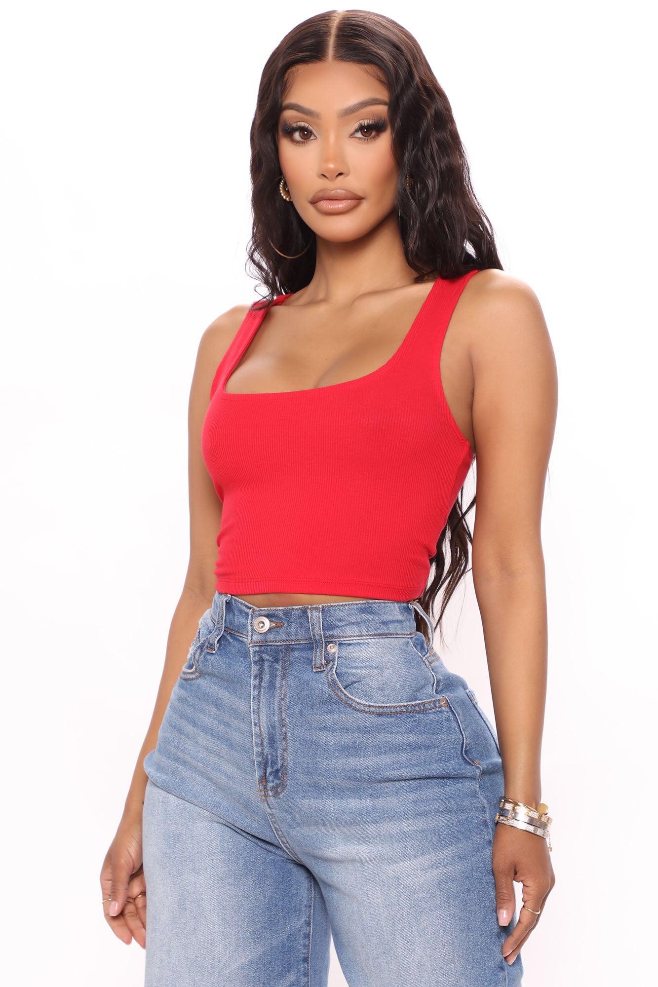 Kimmy Square Neck Tank - Red product image