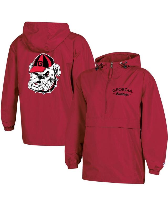 Womens Champion Red Georgia Bulldogs Packable Half-Zip Light Rain Jacket Product Image