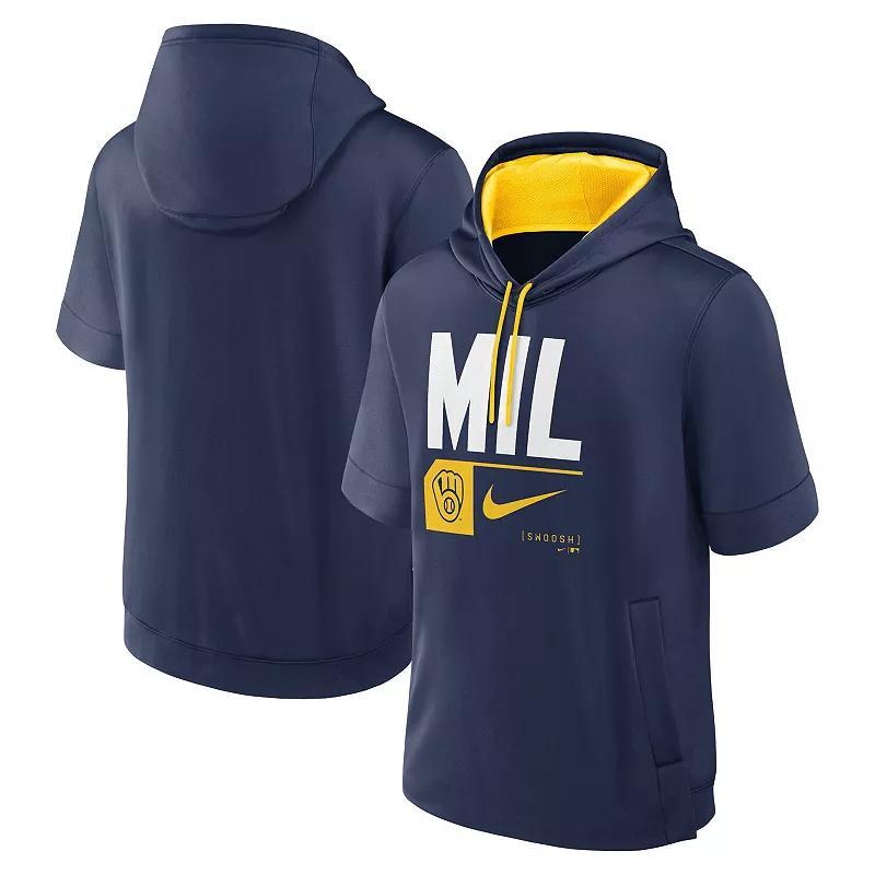 Milwaukee Brewers Tri Code Lockup Nike Mens MLB Short-Sleeve Pullover Hoodie Product Image