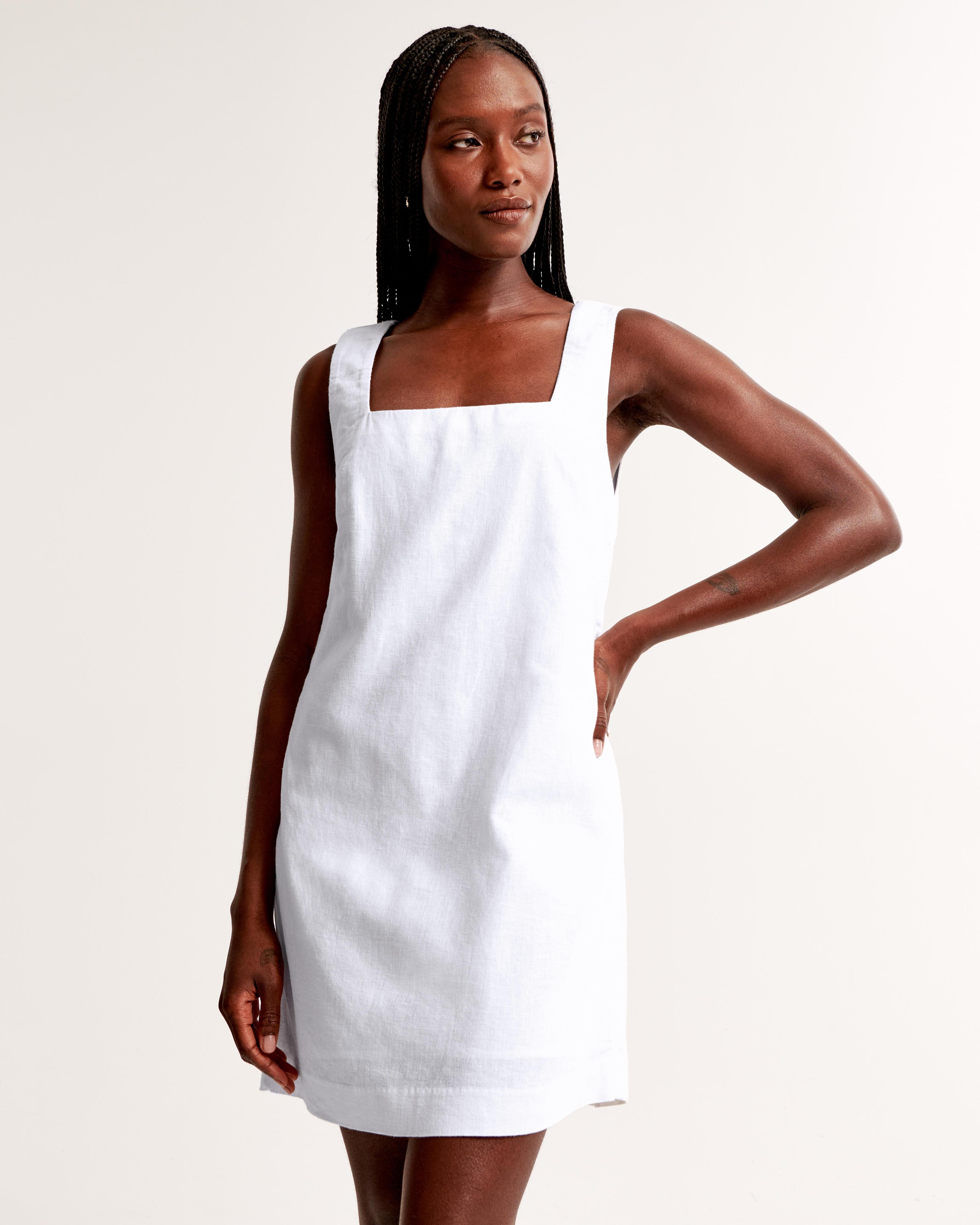 Linen-Blend Shift Mini Dress Product Image