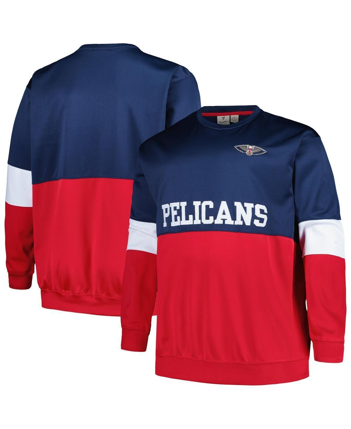 Mens Fanatics Branded /Red New Orleans Pelicans Big & Tall Split Pullover Sweatshirt Blue Product Image