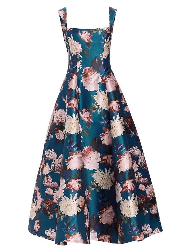 Womens Audrey Floral Satin Fit & Flare Gown Product Image