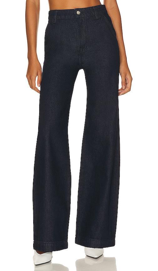 GRLFRND Camille High Rise Flared Trouser in Blue. - size 32 (also in 23, 24, 25, 26, 27, 28, 29, 30, 31) Product Image