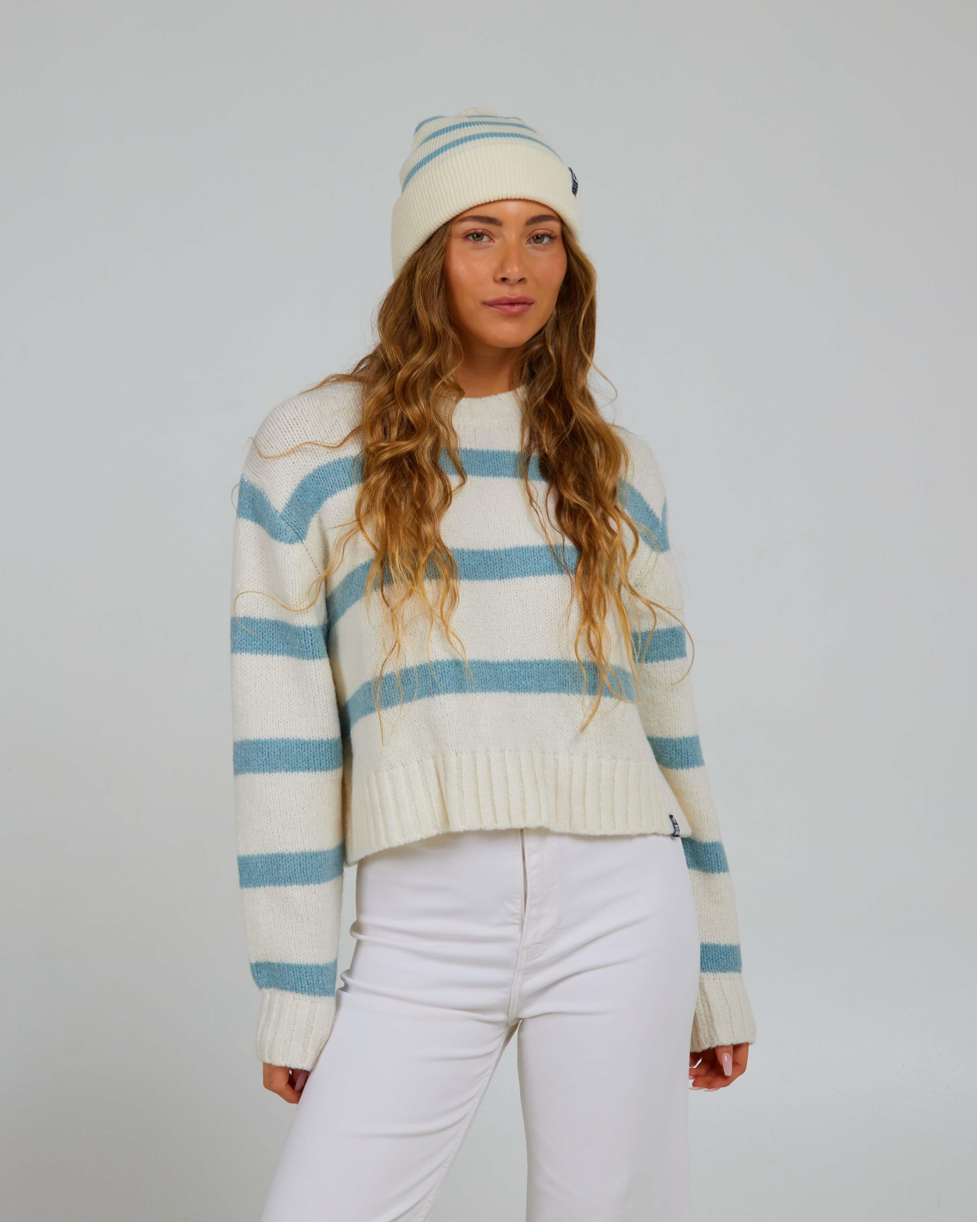 Lighthouse Beanie - Off White/Cloud Blue Product Image