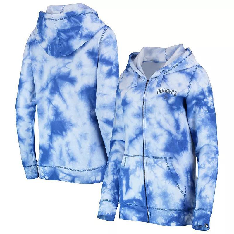 Womens New Era Royal Los Angeles Dodgers Tie-Dye Full-Zip Hoodie Product Image