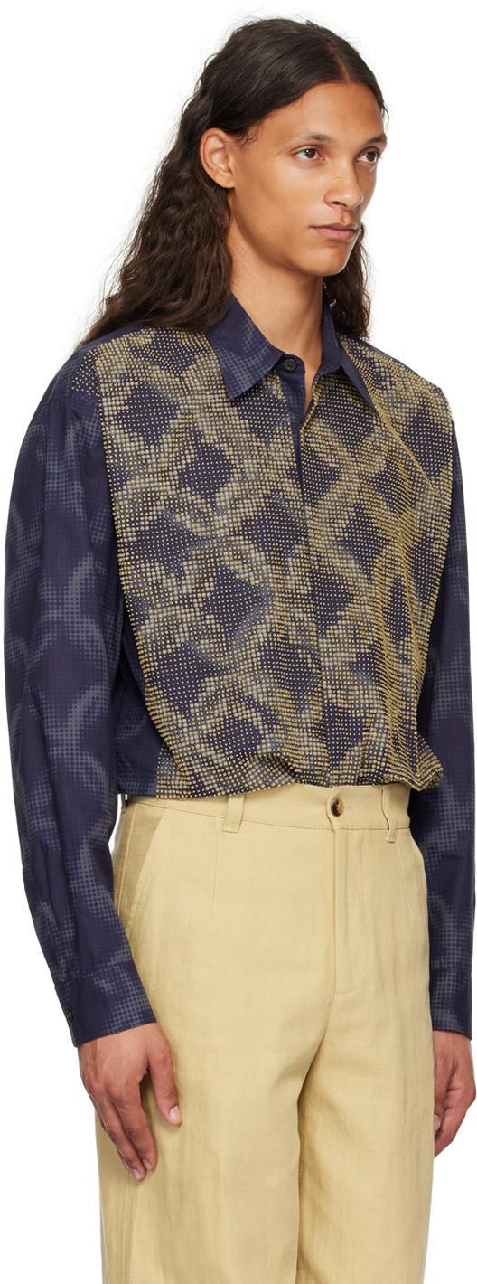 DRIES VAN NOTEN Navy Beaded Shirt In 504 Blue Product Image