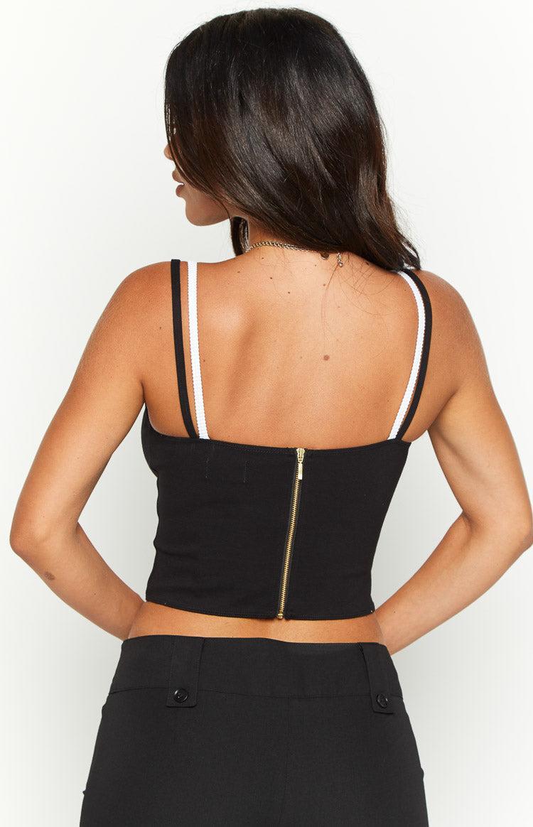 Junice Black Double Layered Crop Top Product Image