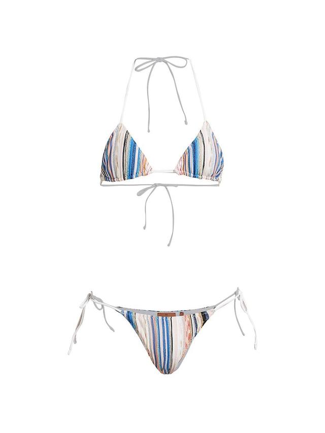 Womens Metallic Stripe String Bikini Product Image