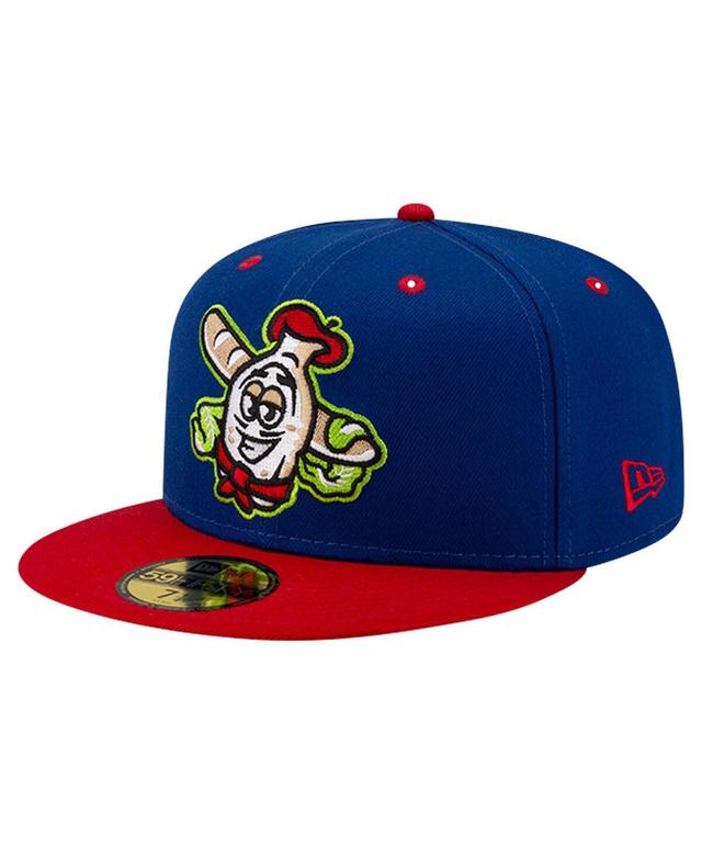 New Era Mens Blue Akron RubberDucks Theme Night Akron White French 59FIFTY Fitted Hat Product Image