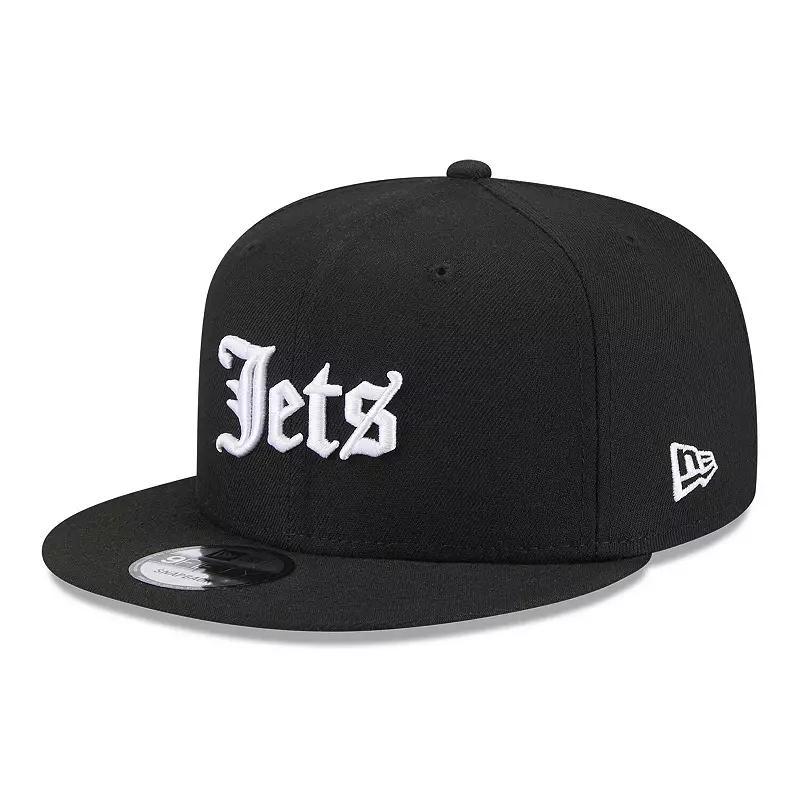 Mens New Era New York Jets Gothic Script 9FIFTY Snapback Hat Product Image