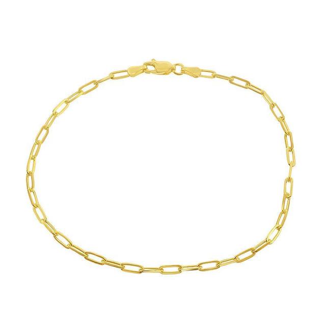 14k Gold Over Silver Paper Clip Chain Anklet, Womens Gold Tone Product Image