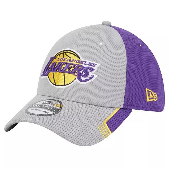 Mens New Era Gray/Purple Los Angeles Lakers Active Trim 39THIRTY Flex Hat Product Image