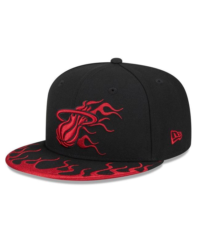 Mens New Era Miami Heat Rally Drive Flames 9FIFTY Snapback Hat Product Image