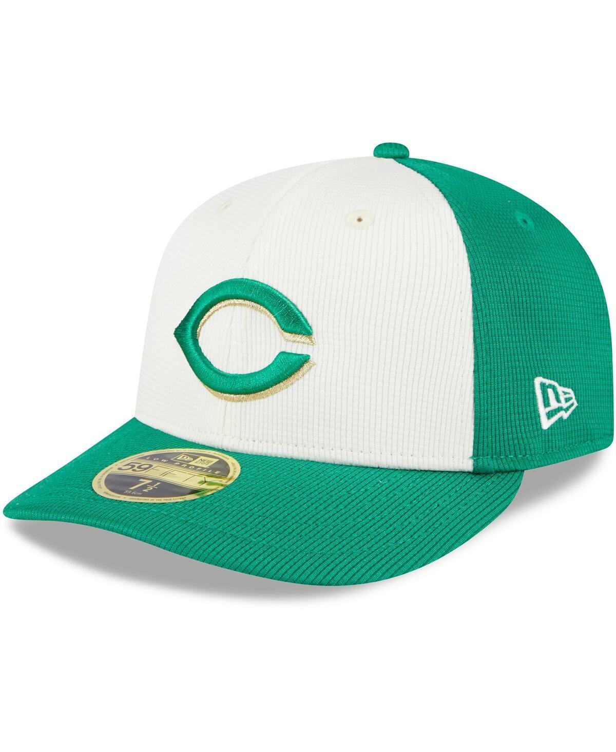 Mens New Era White/Green Cincinnati Reds 2024 St. Patricks Day Low Profile 59FIFTY Fitted Hat Product Image