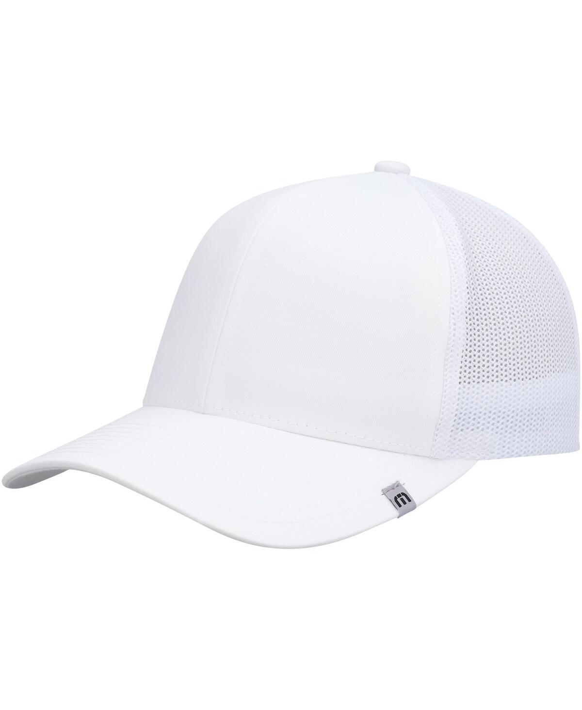 Mens Travis Mathew White Widder 2.0 Trucker Snapback Hat Product Image