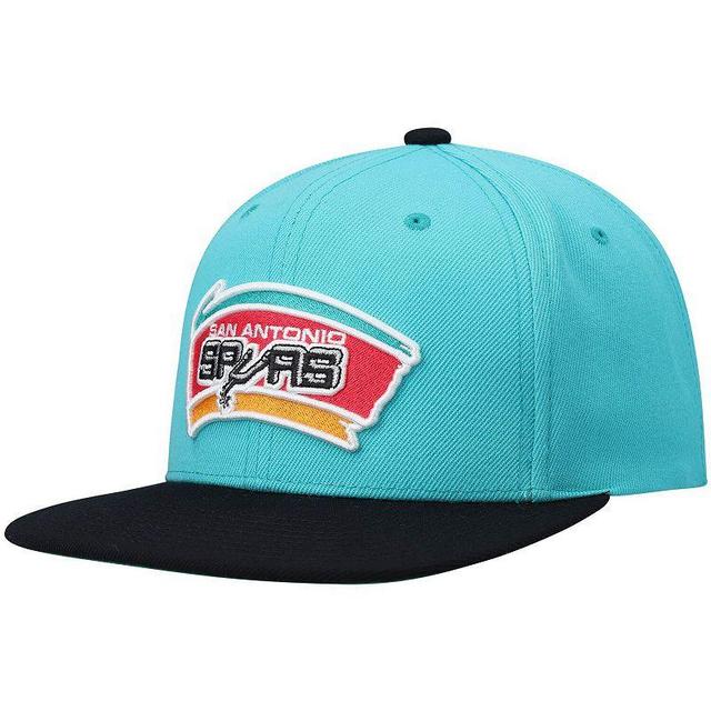 Mens Mitchell & Ness Teal/Black San Antonio Spurs Hardwood Classics Team Two-Tone 2.0 Snapback Hat, Blue Product Image