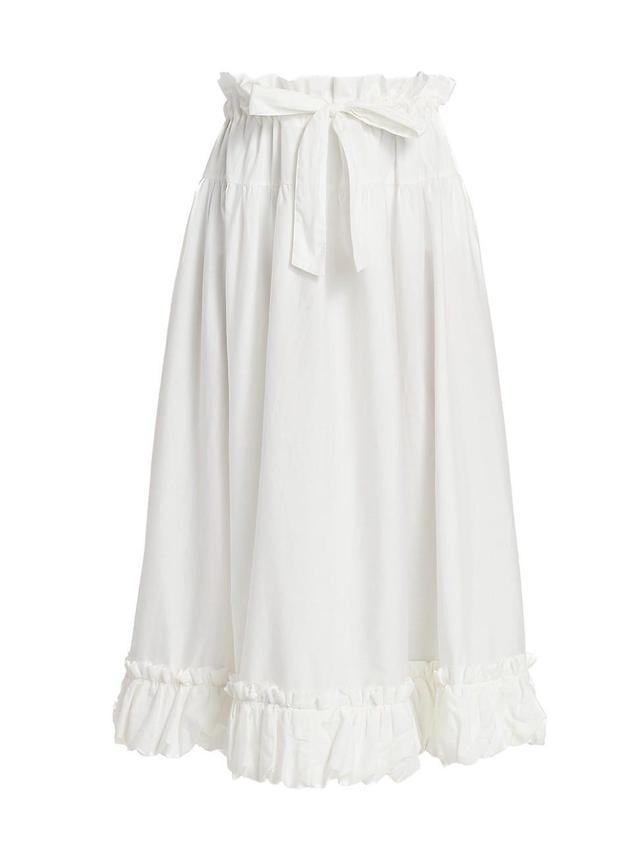 Womens Favorite Part Ruffle Cotton Tie-Waist Midi-Skirt Product Image