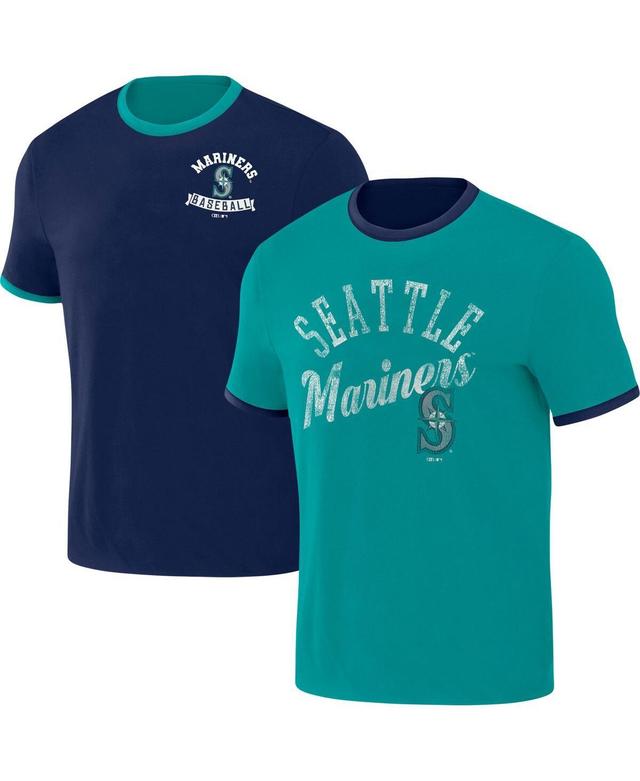 Mens Darius Rucker Collection by Fanatics /Aqua Seattle Mariners Two-Way Ringer Reversible T-Shirt Blue Product Image