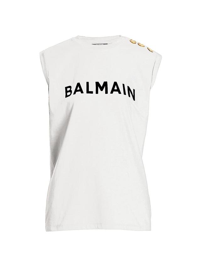 Womens Logo Button-Shoulder Muscle T-Shirt Product Image