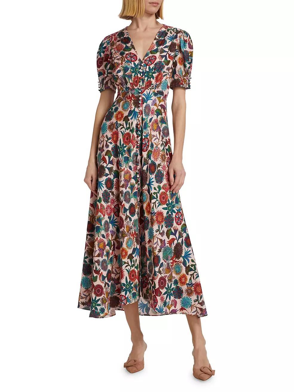 Lea Floral Silk Maxi Dress Product Image