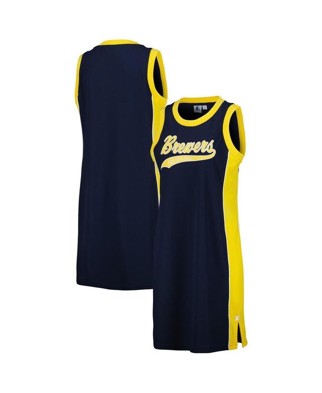 Womens Starter Milwaukee Brewers Slam Dunk Tank Top Sneaker Dress Blue Product Image