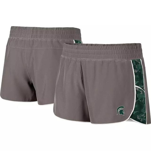 Womens Colosseum Gray/Green Michigan State Spartans Pamela Lined Shorts Product Image