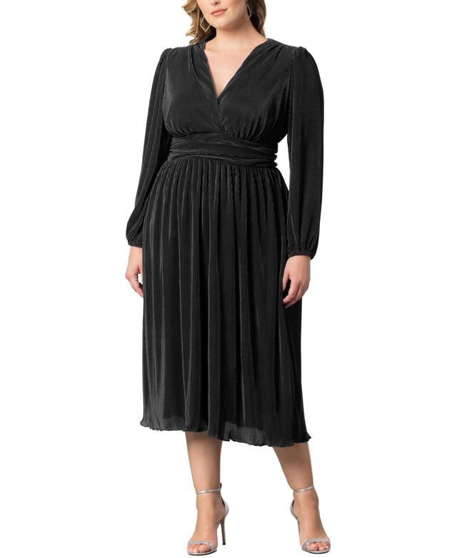 Kiyonna Sophie Pleated Midi A-Line Cocktail Dress Product Image