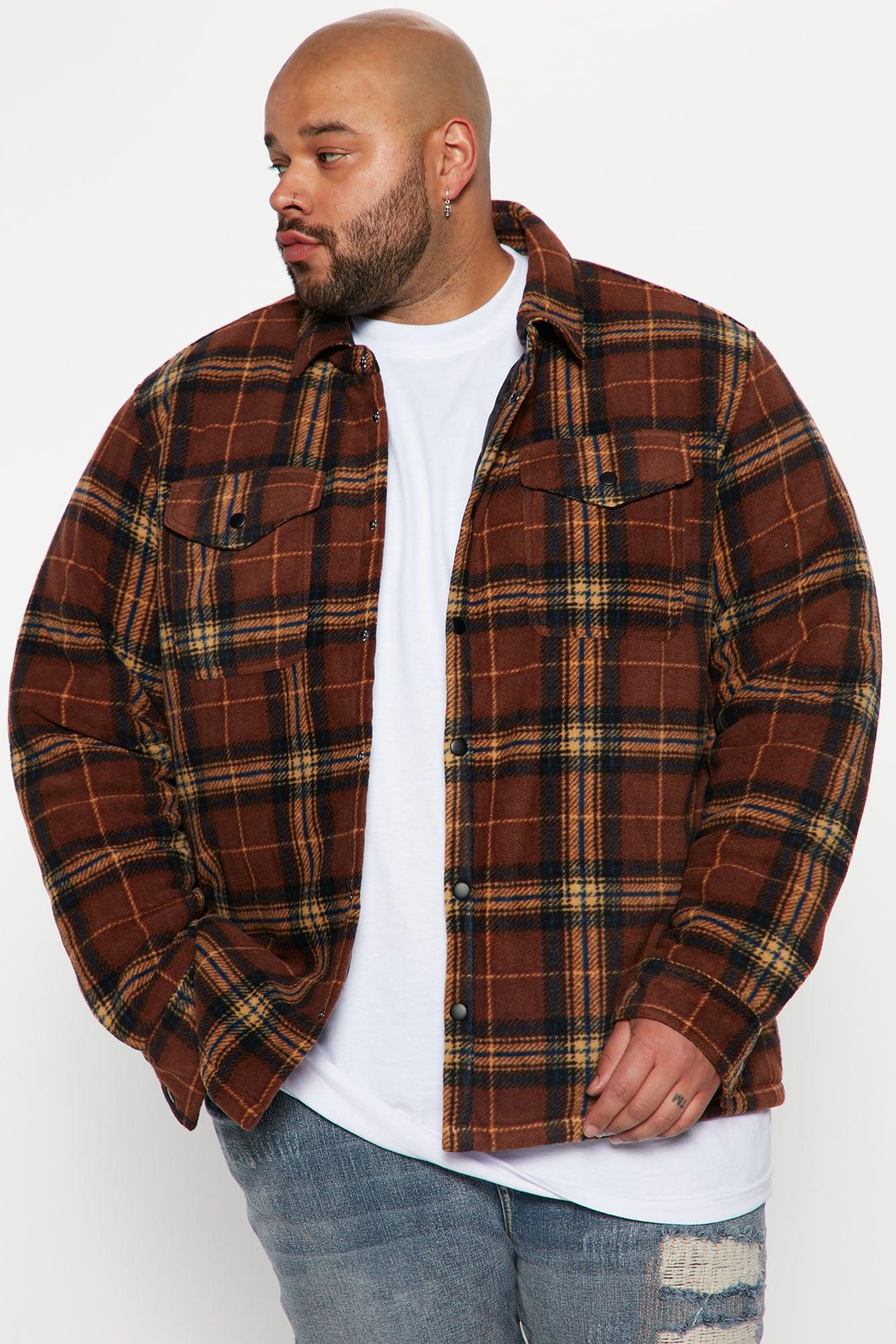 Check Out Flannel Shacket - Brown/combo Product Image