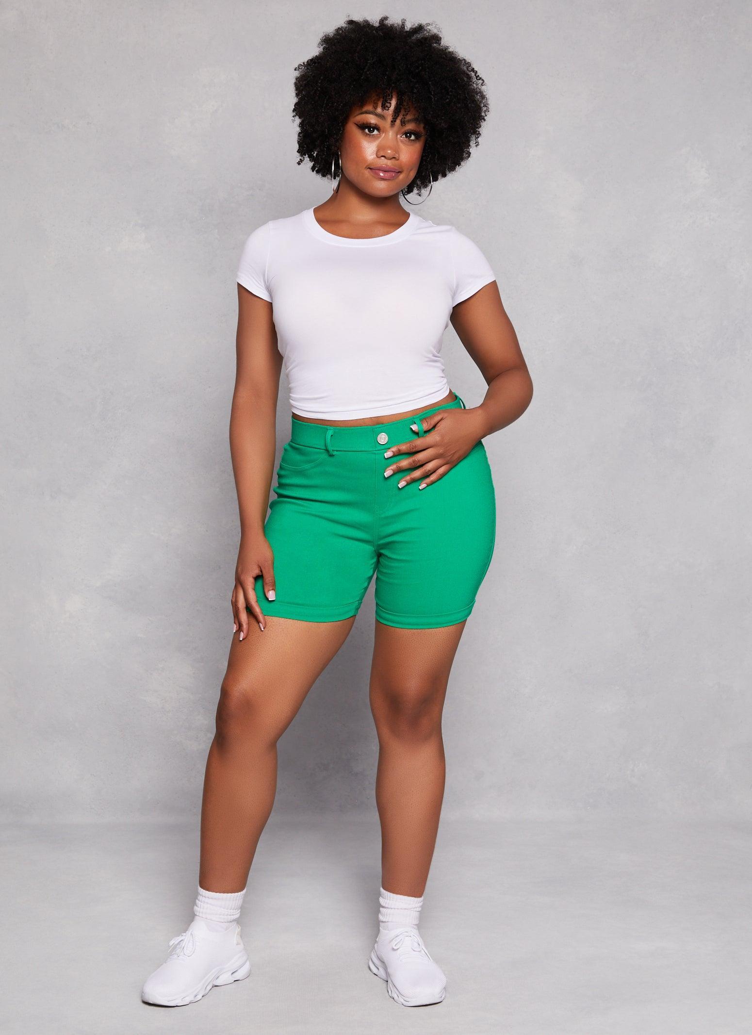 Womens Plus Size High Waist Cuffed Bermuda Shorts Product Image