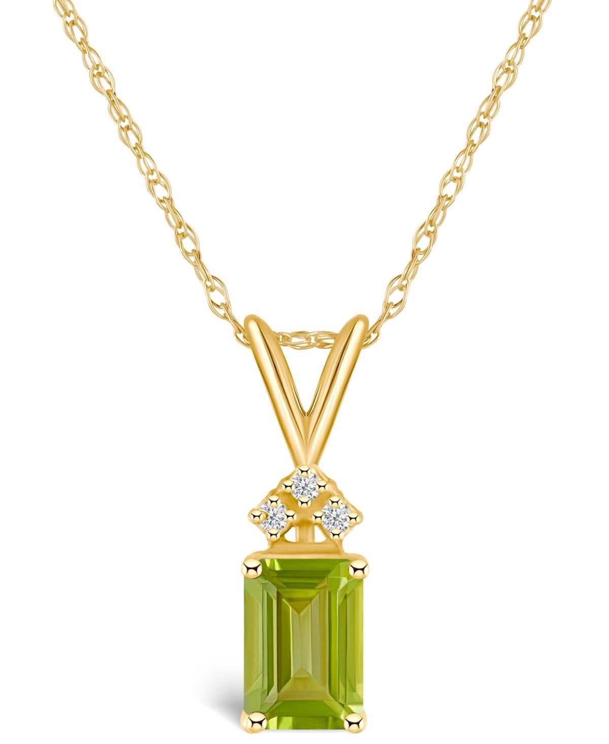 Celebration Gems 14k Gold Emerald Cut Peridot & Diamond Accent Pendant Necklace, Womens 14k Whgold Product Image