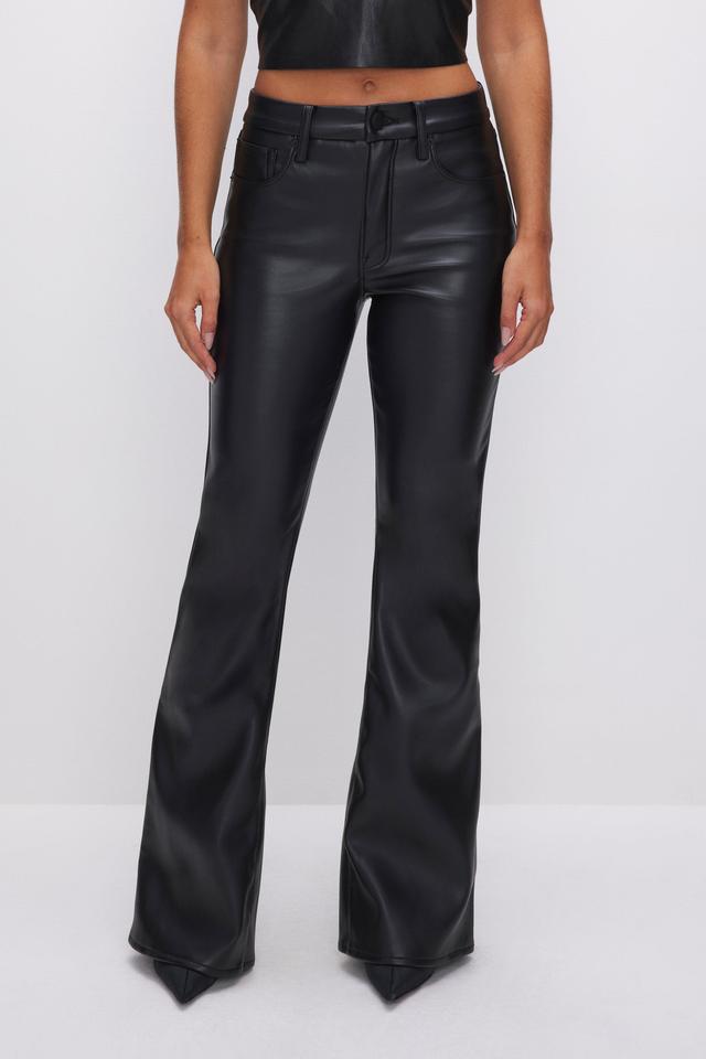 GOOD LEGS FLARE FAUX LEATHER PANTS | BLACK001 Product Image