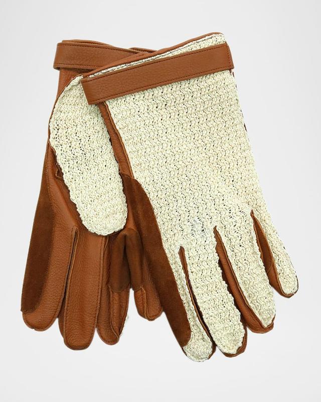 Mens Deerskin Gloves with Crochet Cotton Top Product Image