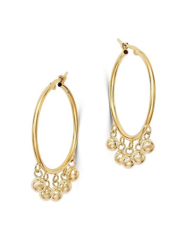 Bloomingdales Dangling Spheres Hoop Earrings in 14K Yellow Gold - 100% Exclusive Product Image