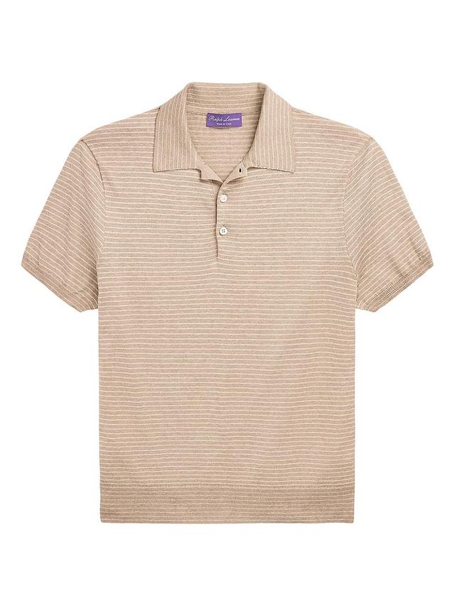 Mens Striped Silk-Cotton Polo Shirt Product Image