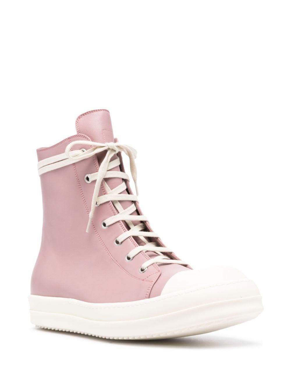 High-top Leather Sneakers In Pink Product Image