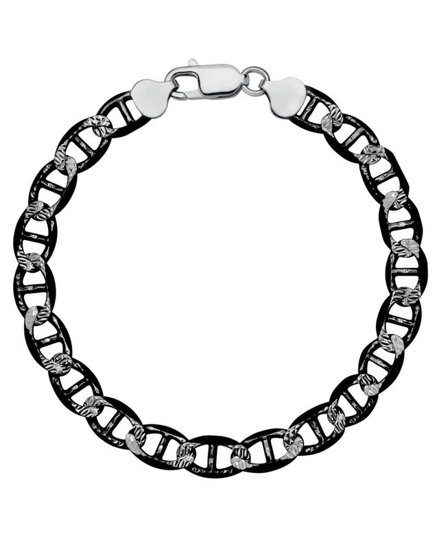 Mens Mariner Link Chain Bracelet in Sterling Silver & Black Rhodium-Plate Product Image