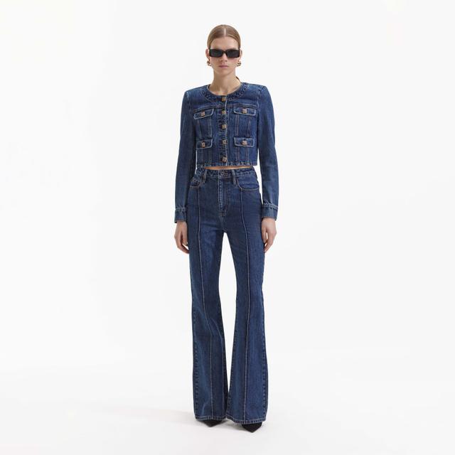 Blue Bootcut Denim Jeans Product Image