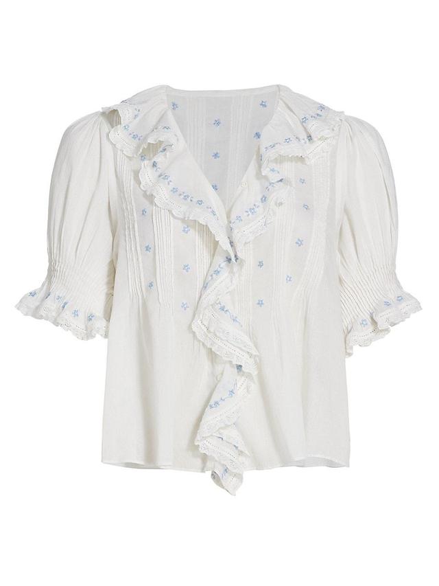 Womens Hettie Embroidered Ruffled Top Product Image