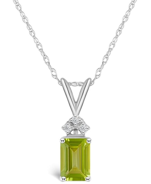 Celebration Gems 14k Gold Emerald Cut Peridot & Diamond Accent Pendant Necklace, Womens 14k Whgold Product Image