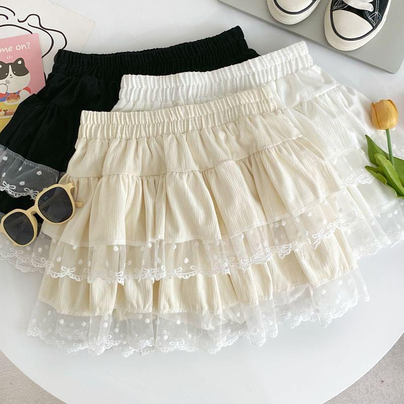 High Waist Ruffle Trim Mini A-Line Skirt Product Image