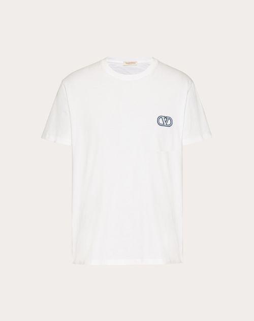 COTTON T-SHIRT WITH VLOGO SIGNATURE PATCH Product Image