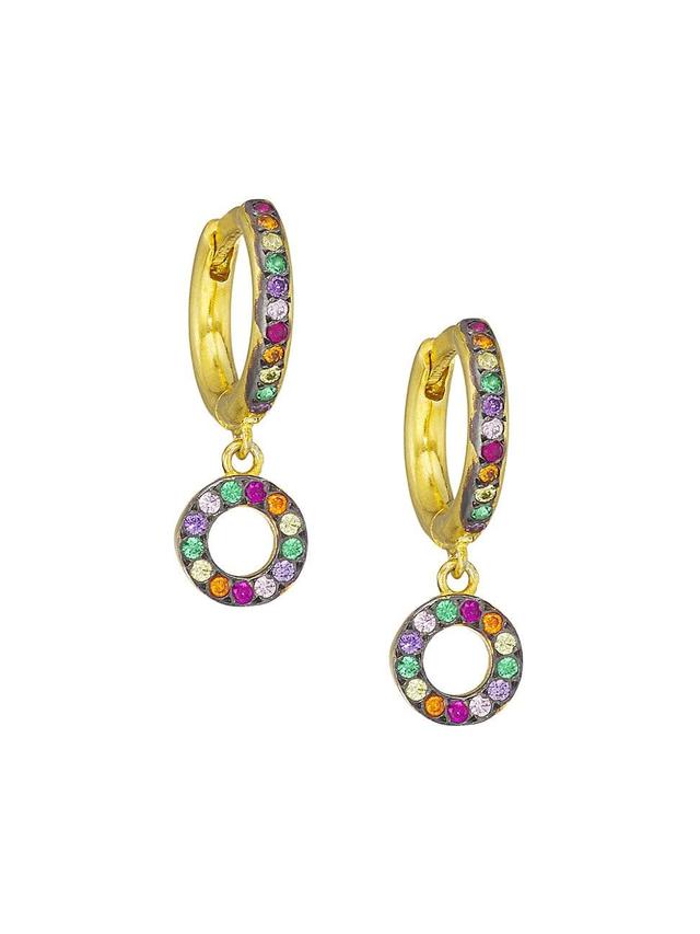 Womens Rainbow Candy 18K Gold-Plated & Zircon Midi Hoop Earrings - Gold Product Image