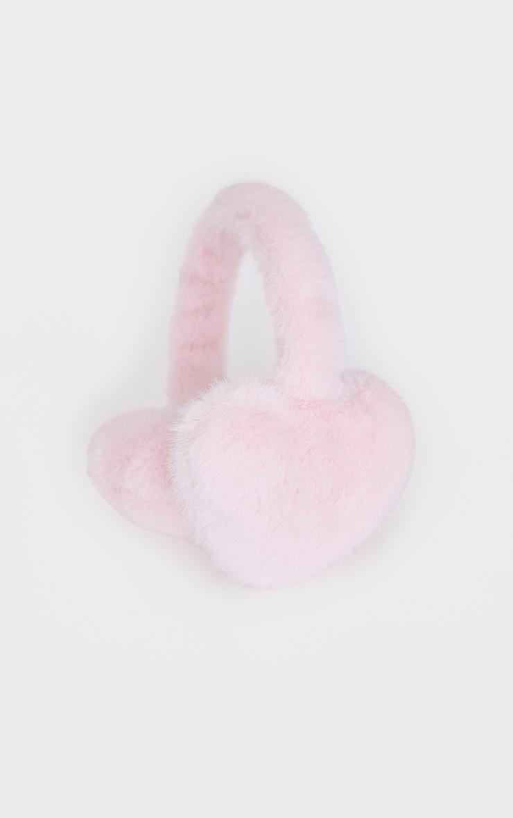 Pink Heart Faux Fur Ear Muffs Product Image