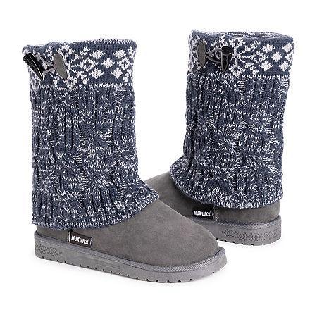 Essentials by MUK LUKS Cheryl Womens Knit Winter Boots Grey Product Image