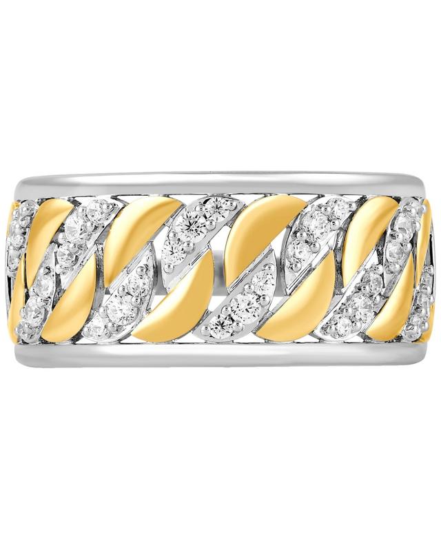 Mens Diamond Chain Link Inspired Ring (1/2 ct. t.w.) in Sterling Silver & 18k Gold-Plate Product Image