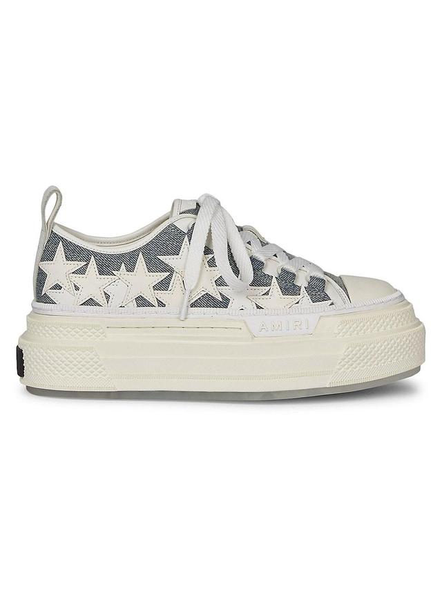 Womens Platform Stars Court Low Denim Sneakers Product Image