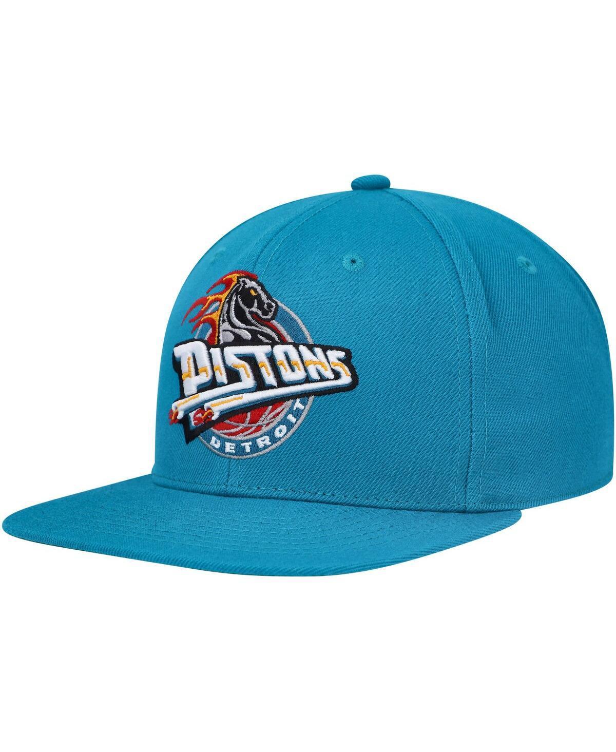 Mens Mitchell & Ness Teal Detroit Pistons Hardwood Classics MVP Team Ground 2.0 Fitted Hat Product Image